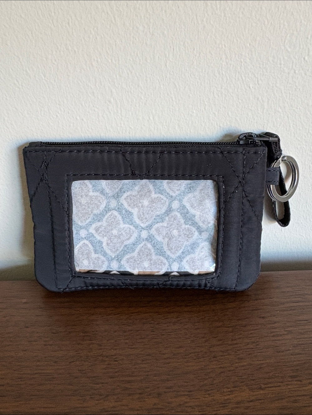 Vera Bradley Black Quilted Card Wallet with Clear ID Window